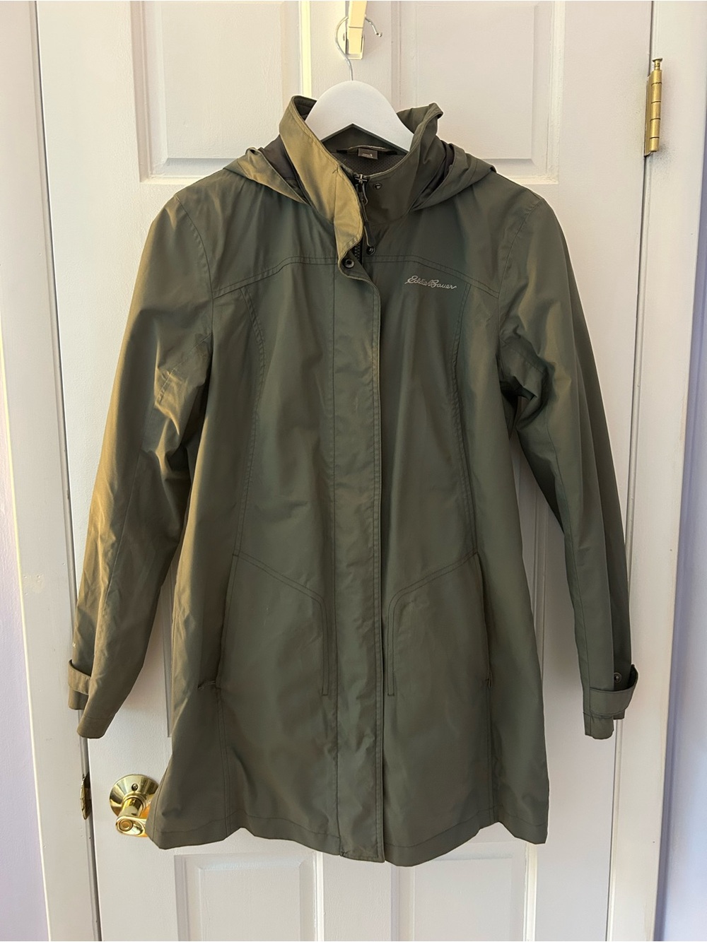 Eddie Bauer Olive Hooded Shell Jacket